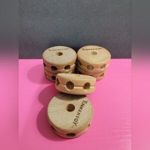 Tinkertoy Natural Wooden Spool Connectors.  Set Of 6. (0276)